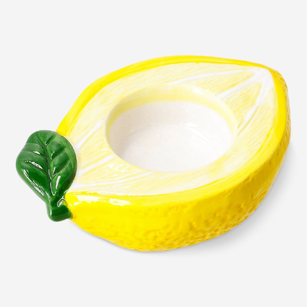 Keramisk fyrfadsstage med citron - 11 cm