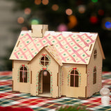 DIY short wooden gingerbread house with paint - 23 cm