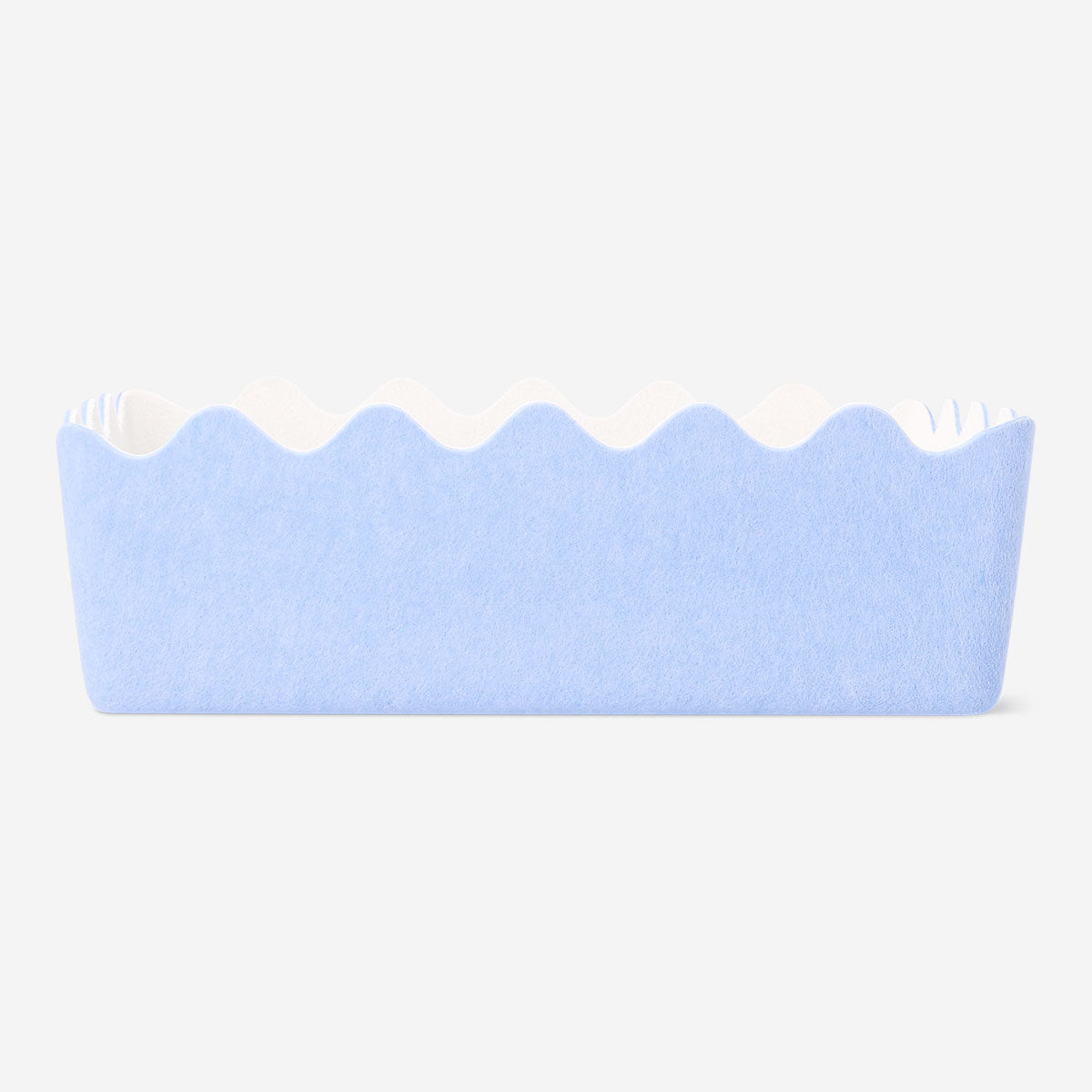 Panier de rangement en feutre bleu aux bords festonnés - 20 x 30 cm