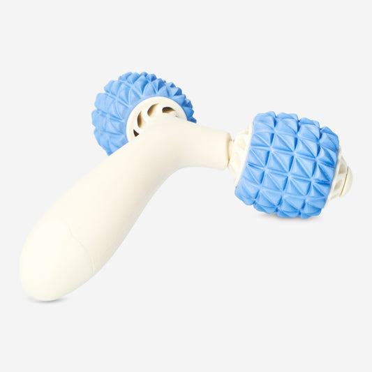 Blue and beige massage roller for arms and legs