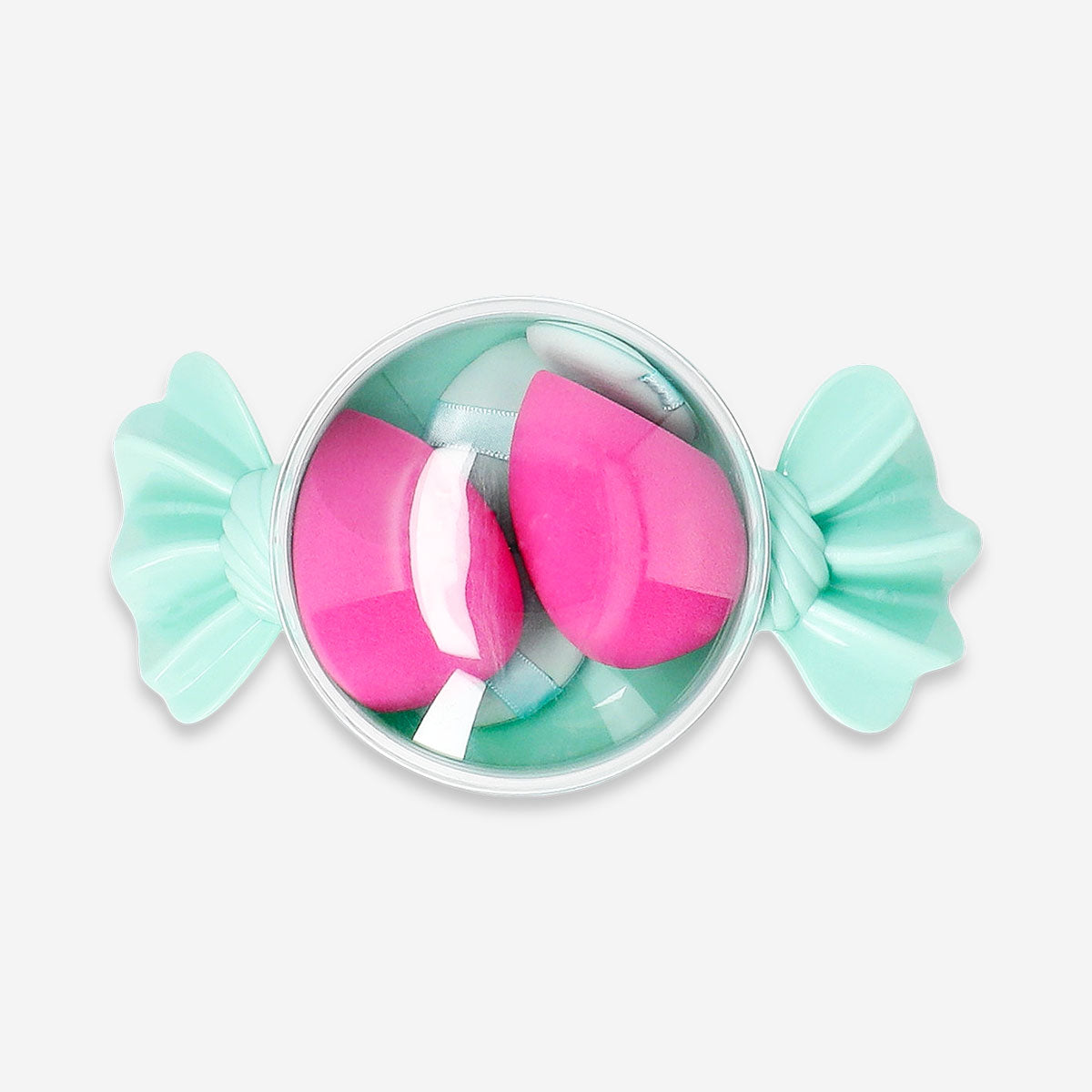 Flying Tiger Copenhagen makeup blender sponges in a colorful hard candy box for smooth, even makeup application.