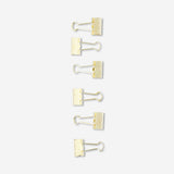Set of six Flying Tiger Copenhagen Bulldog Clips, metal office clips for paper organization and fastening.