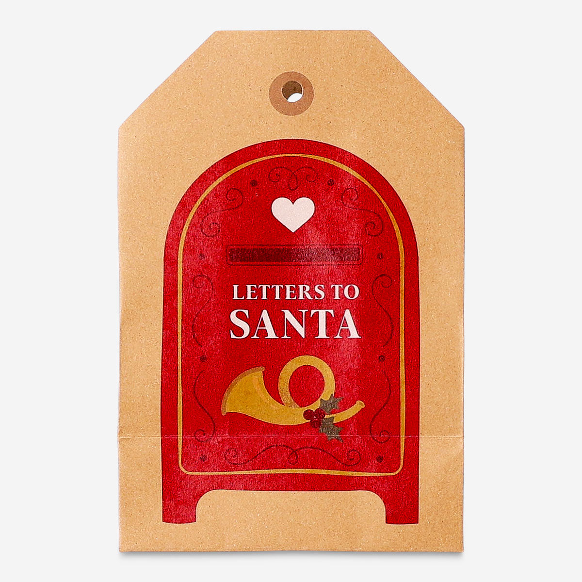 Flying Tiger Copenhagen Manila gift bag with post box print, ideal for office gift wrapping, featuring colorful postal-themed design.