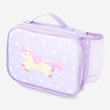 Purple Flying Tiger Copenhagen lunchbox bag with unicorn motif, 19x25 cm, ideal for kids' kitchen storage or lunch transport.