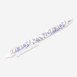 Flying Tiger Copenhagen erasable gel ink pen with purple flower design, ideal for office use, shown with purple ink and floral pattern.