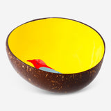 Decorative coconut bowl with hand-painted bird design, 13 cm, perfect for home decor by Flying Tiger Copenhagen