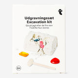 Flying Tiger Copenhagen excavation kit toy featuring a treasure chest for kids to uncover hidden treasures.