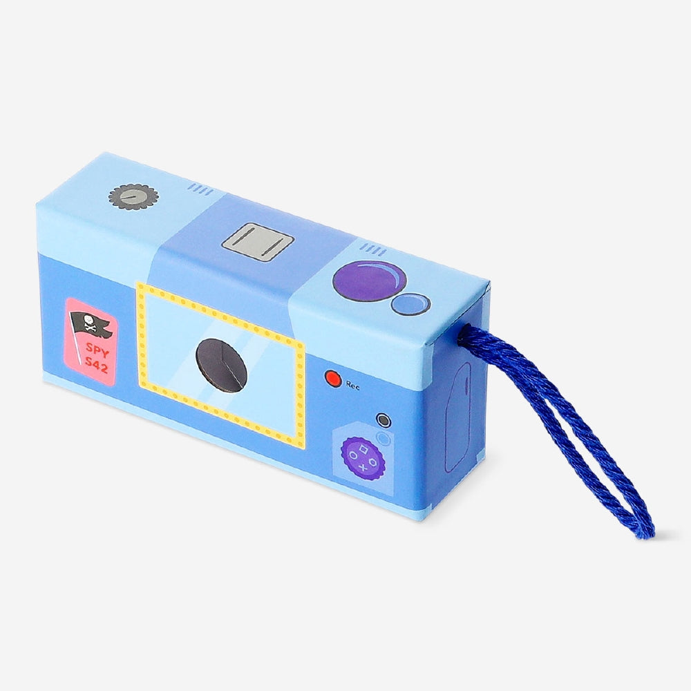 Toy cardboard spy camera from Flying Tiger Copenhagen, realistic design with buttons and lens for imaginative play.