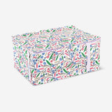 Flying Tiger Copenhagen floral storage case, 38x55 cm, with colorful floral pattern for home organization and storage.