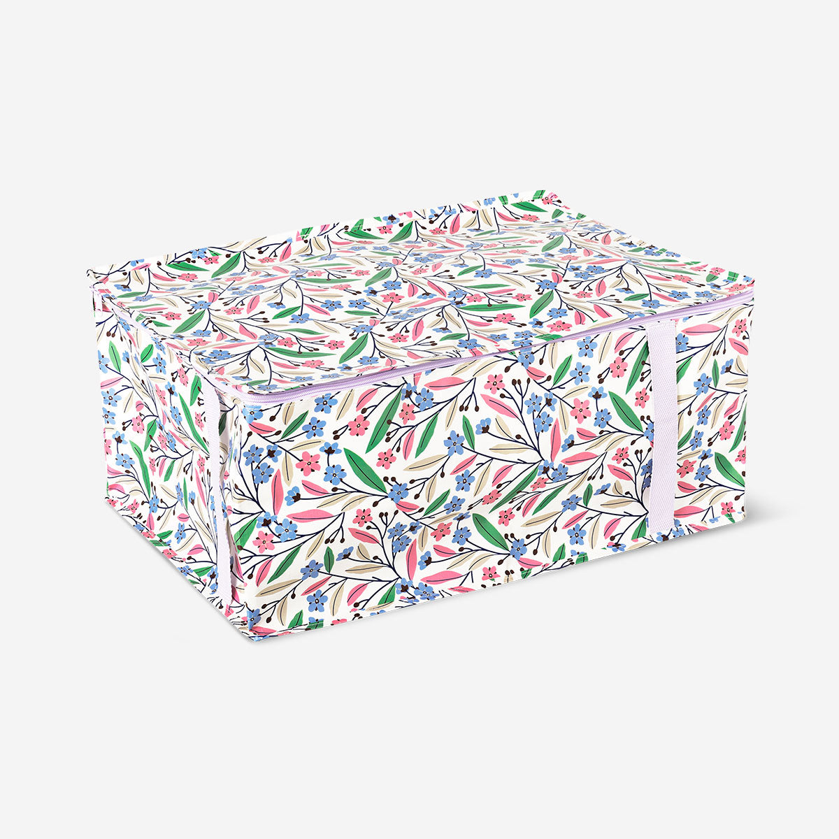 Flying Tiger Copenhagen floral storage case, 38x55 cm, with colorful floral pattern for home organization and storage.