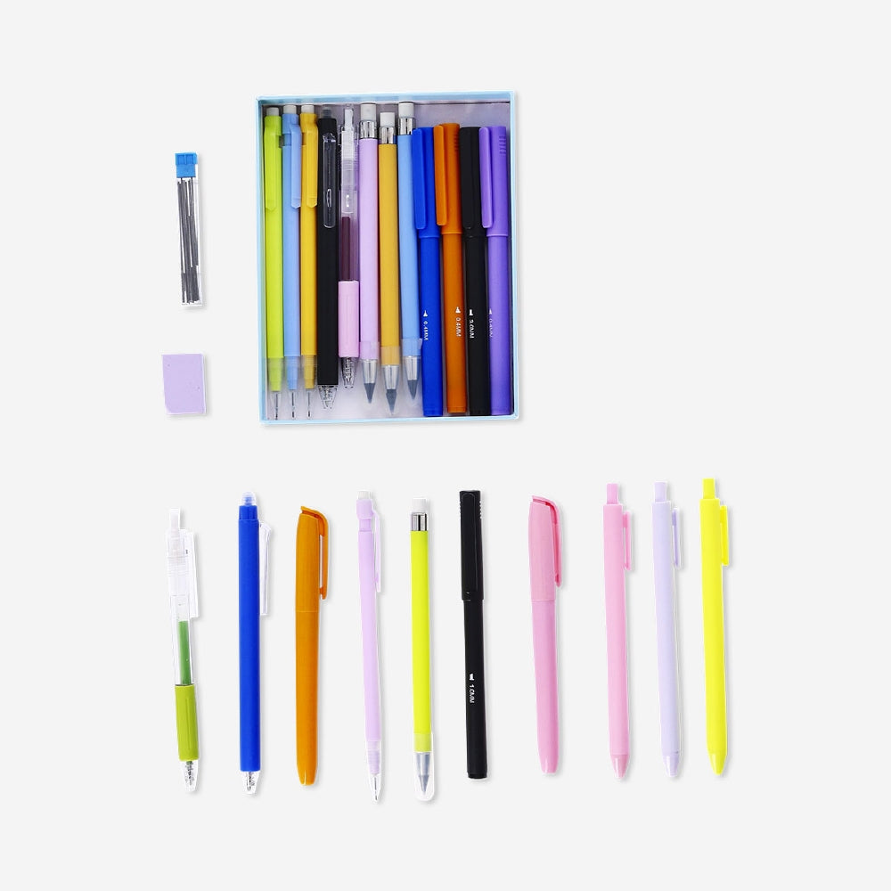 Set of 24 assorted Flying Tiger Copenhagen office pens with colorful caps and barrels, ideal for writing and Office use.