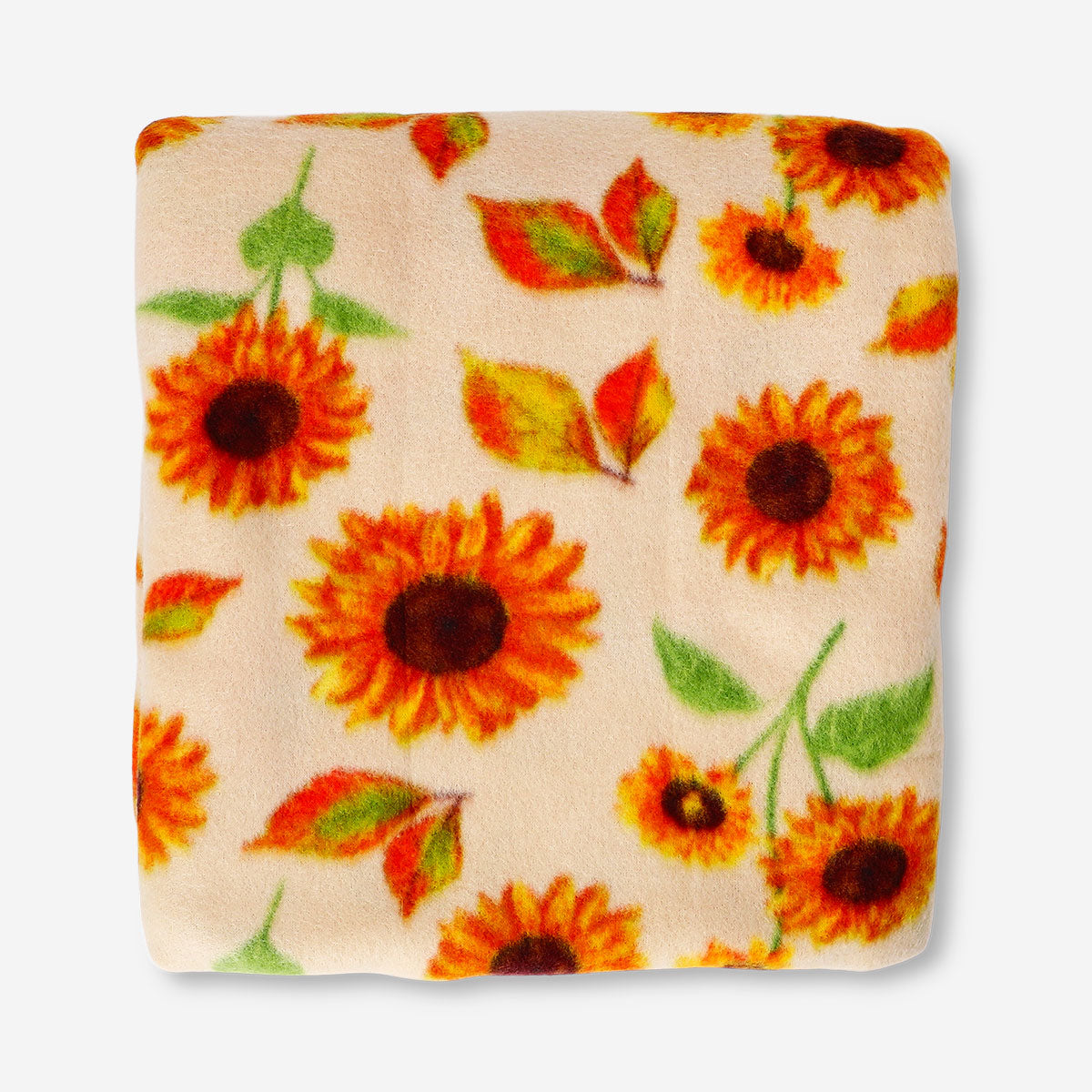 Fleece blanket with autumnal print from Flying Tiger Copenhagen, 180x130 cm, featuring warm fall-themed colors and cozy fabric.