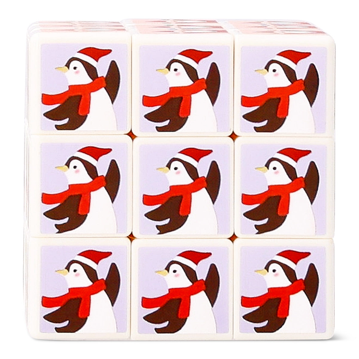Flying Tiger Copenhagen IQ Cube Christmas-themed game with colorful, festive design featuring holiday patterns and a compact, portable puzzle.