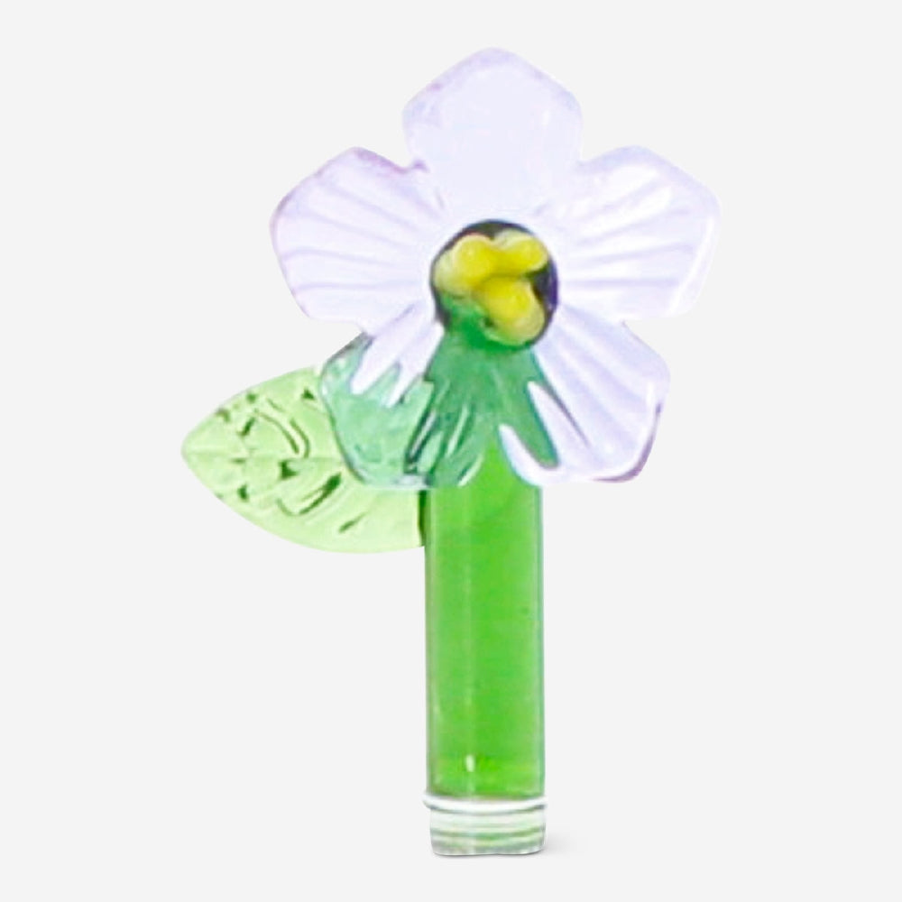 Flying Tiger Copenhagen 350ml glass with a decorative flower inside, ideal for kitchen use and stylish drinkware.