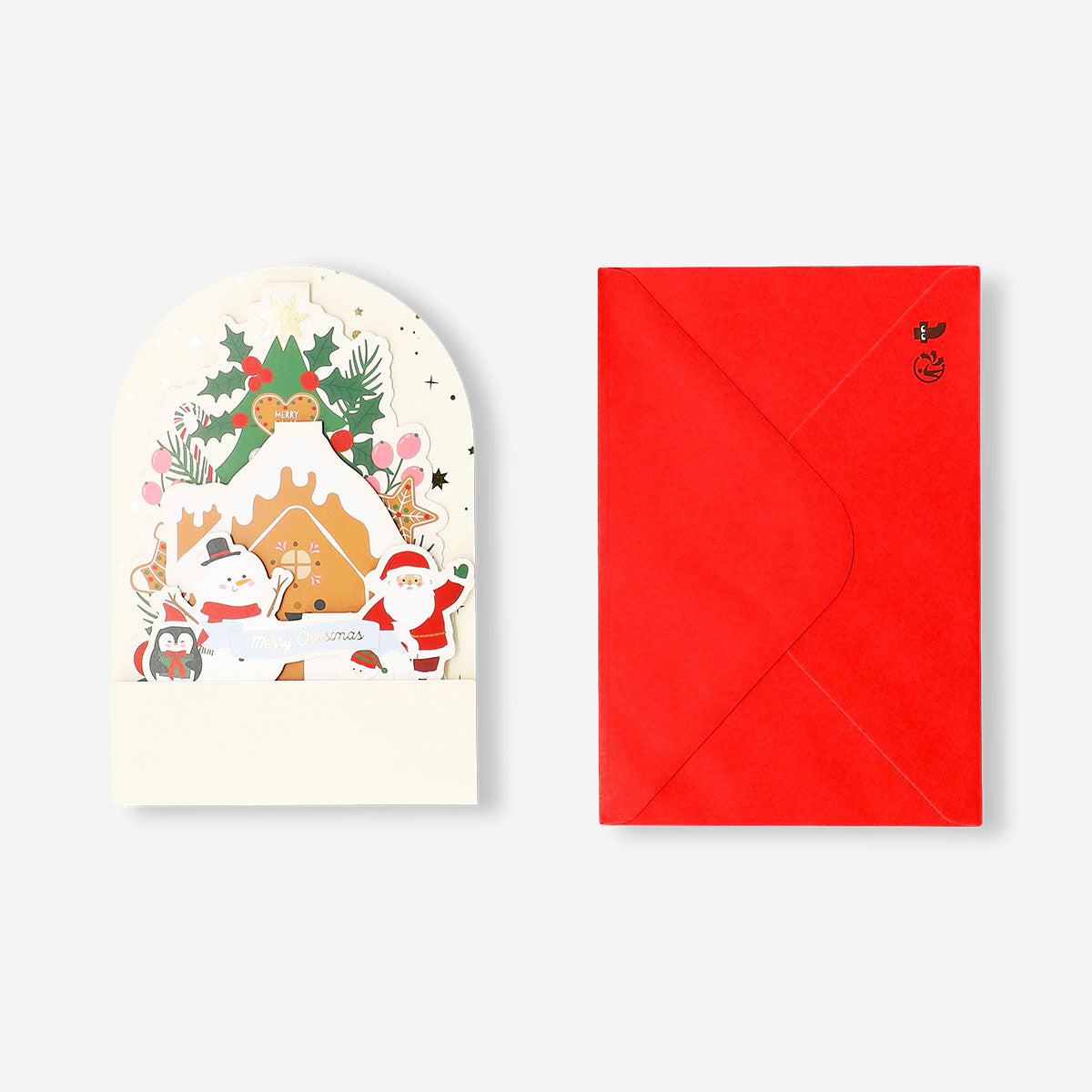 Flying Tiger Copenhagen Christmas card featuring a festive holiday scene with office-themed decorations and cheerful winter imagery.