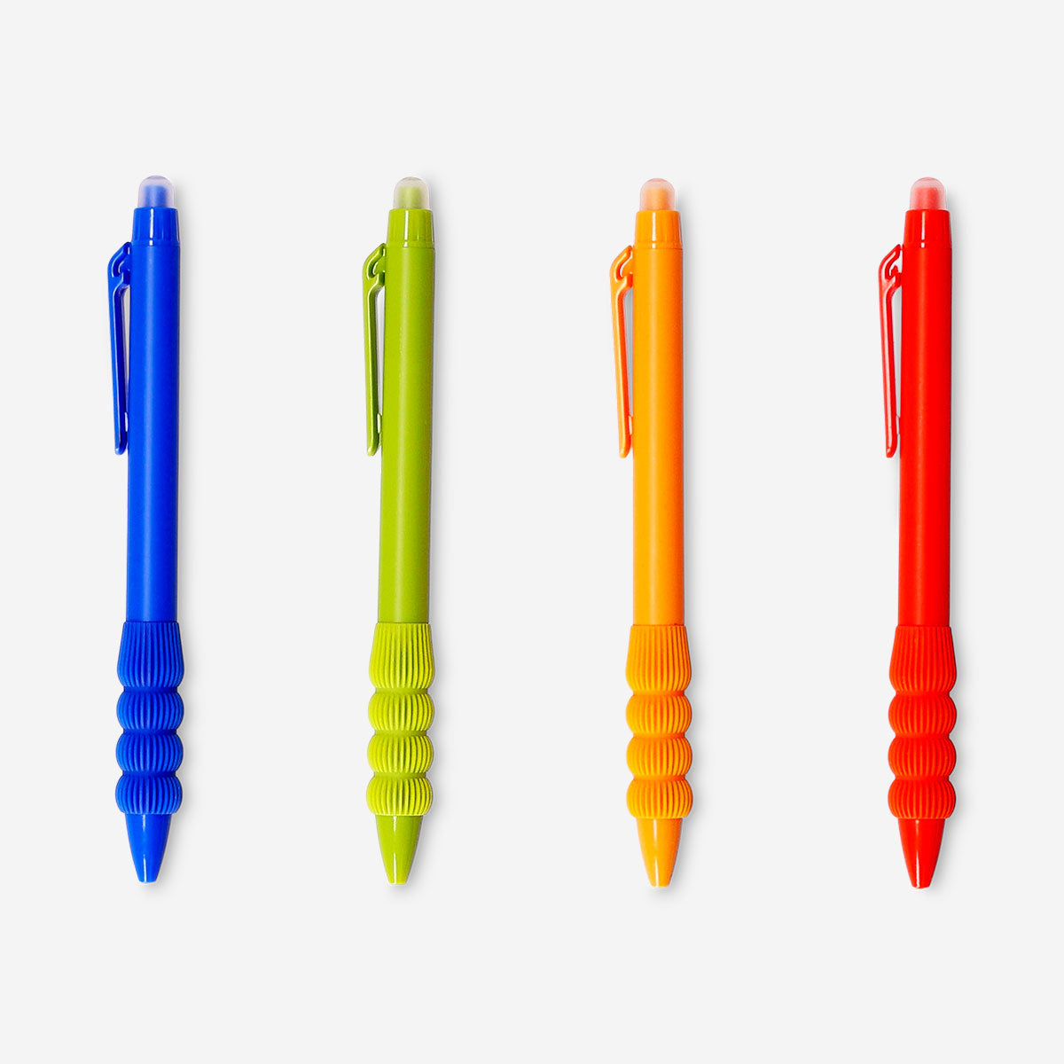 Set of four Flying Tiger Copenhagen erasable gel pens with refills, ideal for office use and smooth writing.