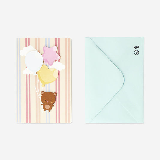 Greetings card - Bear with balloons