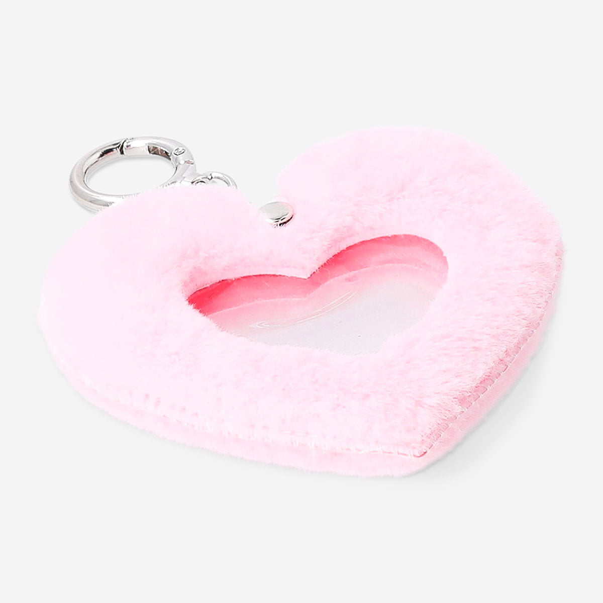 Textile keyring with a heart-shaped picture frame featuring a playful design, by Flying Tiger Copenhagen.