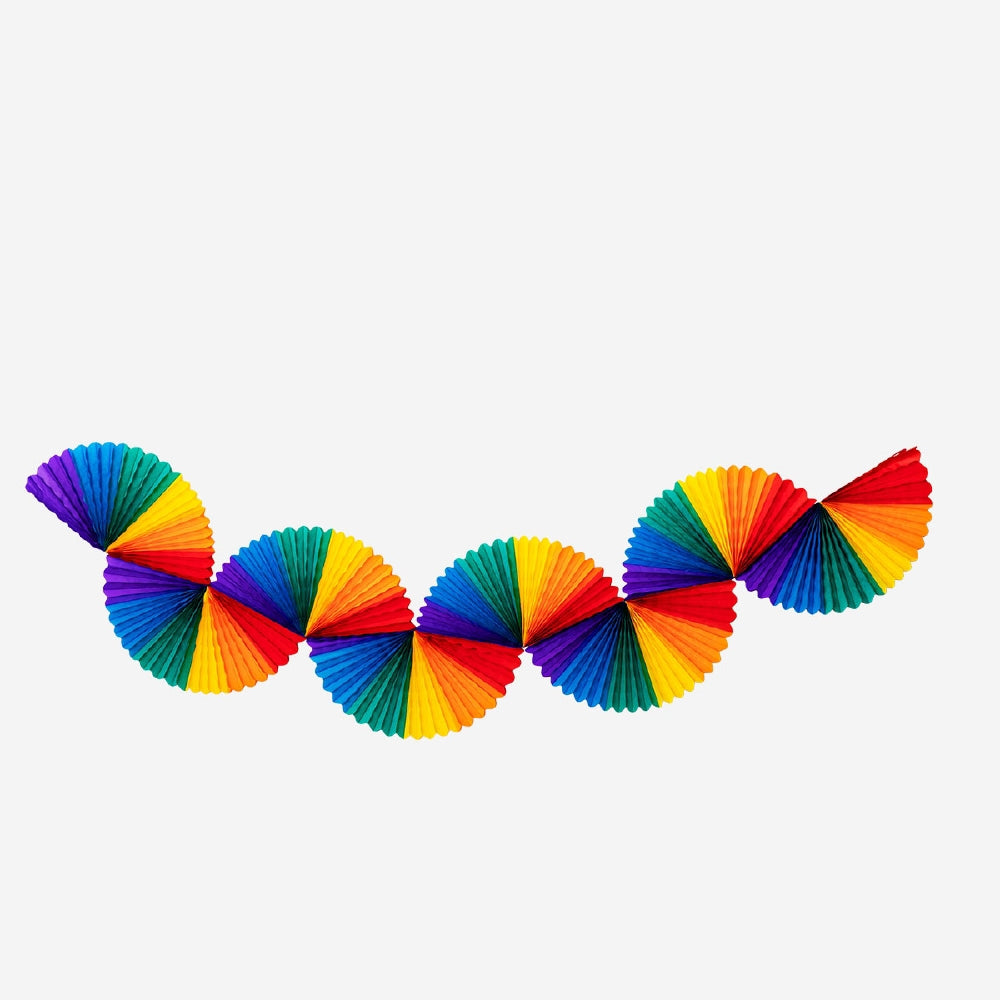Colorful rainbow paper fans garland hanging for party decor, 160 cm long, by Flying Tiger Copenhagen