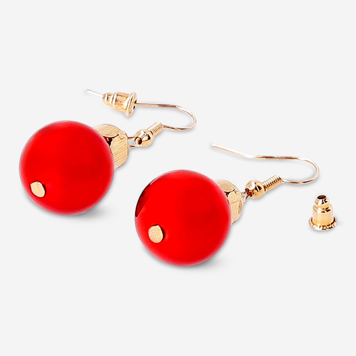 Hanging earrings - Small red Christmas baubles