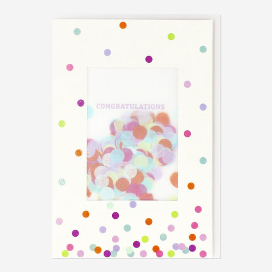 Card with envelope. Confetti