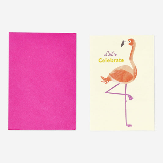 Card with envelope. Flamingo