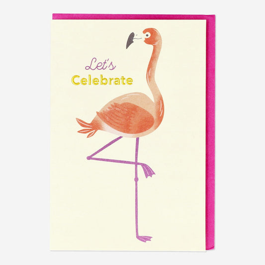Karta s obálkou. Flamingo