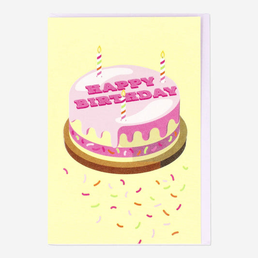 Kort med kuvert. Grattis på födelsedagen tårta
