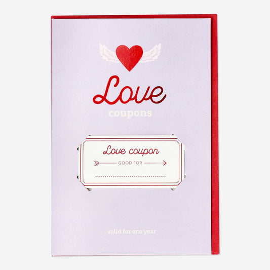 Card with love vouchers and envelope