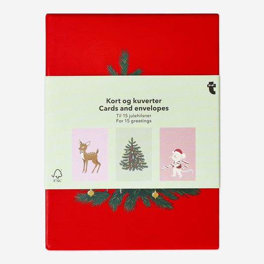 Cartes et enveloppes avec motifs de Noël - 15 pcs