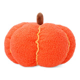 Decorative pumpkin cushion from Flying Tiger Copenhagen, 25 cm size, soft fabric with orange and green pumpkin design for home decor.