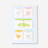 Small Flying Tiger Copenhagen office greeting card with envelopes featuring heart designs, perfect for sending heartfelt messages.