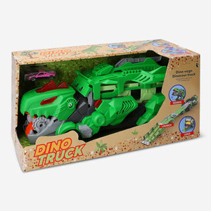 Flying Tiger Copenhagen 3-in-1 dinosaur truck toy with a detachable car, colorful plastic construction for kids' imaginative play.
