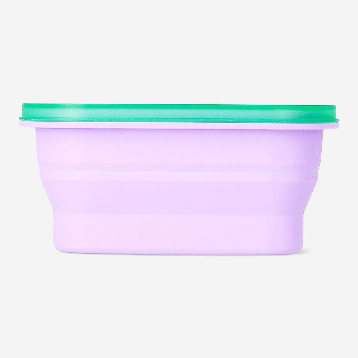 Lilac collapsible lunchbox with spork from Flying Tiger Copenhagen, 600 ml, featuring a compact, portable design for meals on the go.