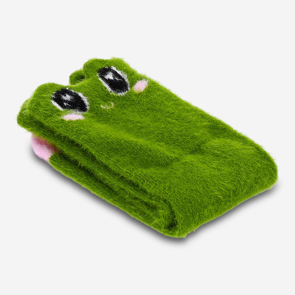 Pair of stylish Flying Tiger Copenhagen comfy frog socks in size 39/40 with fun green frog design on soft textile fabric.
