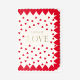 Valentine's card with red hearts
