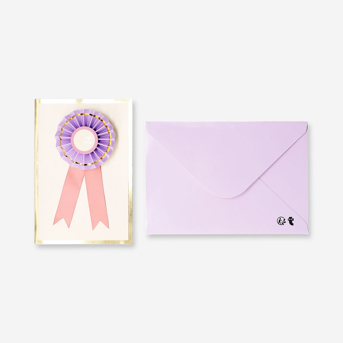 Flying Tiger Copenhagen birthday card with festive rosette design, perfect for celebrating special occasions in an office setting.