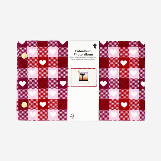 Photo album with red hearts