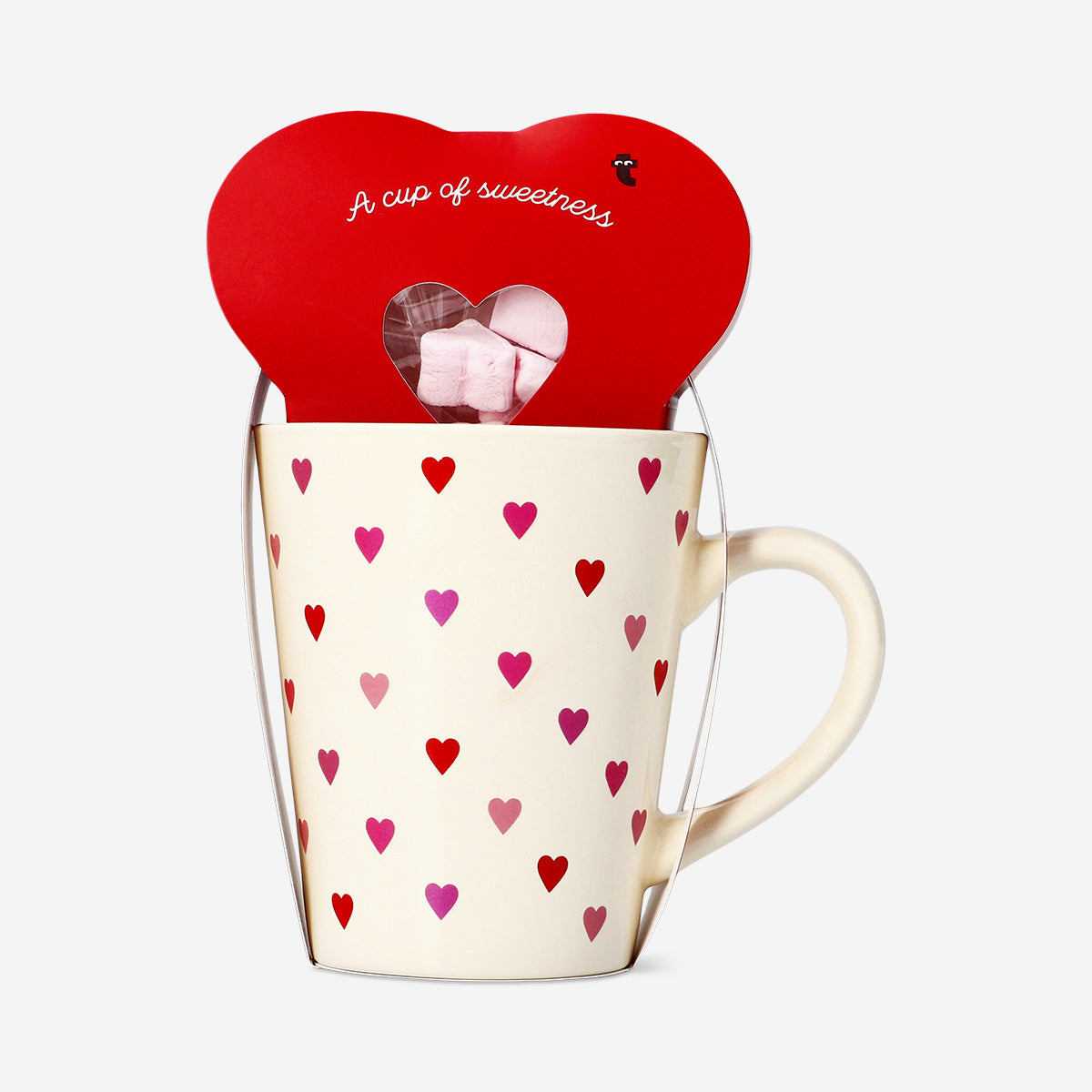 Mug de Saint-Valentin avec garniture chocolat chaud et mini guimauves