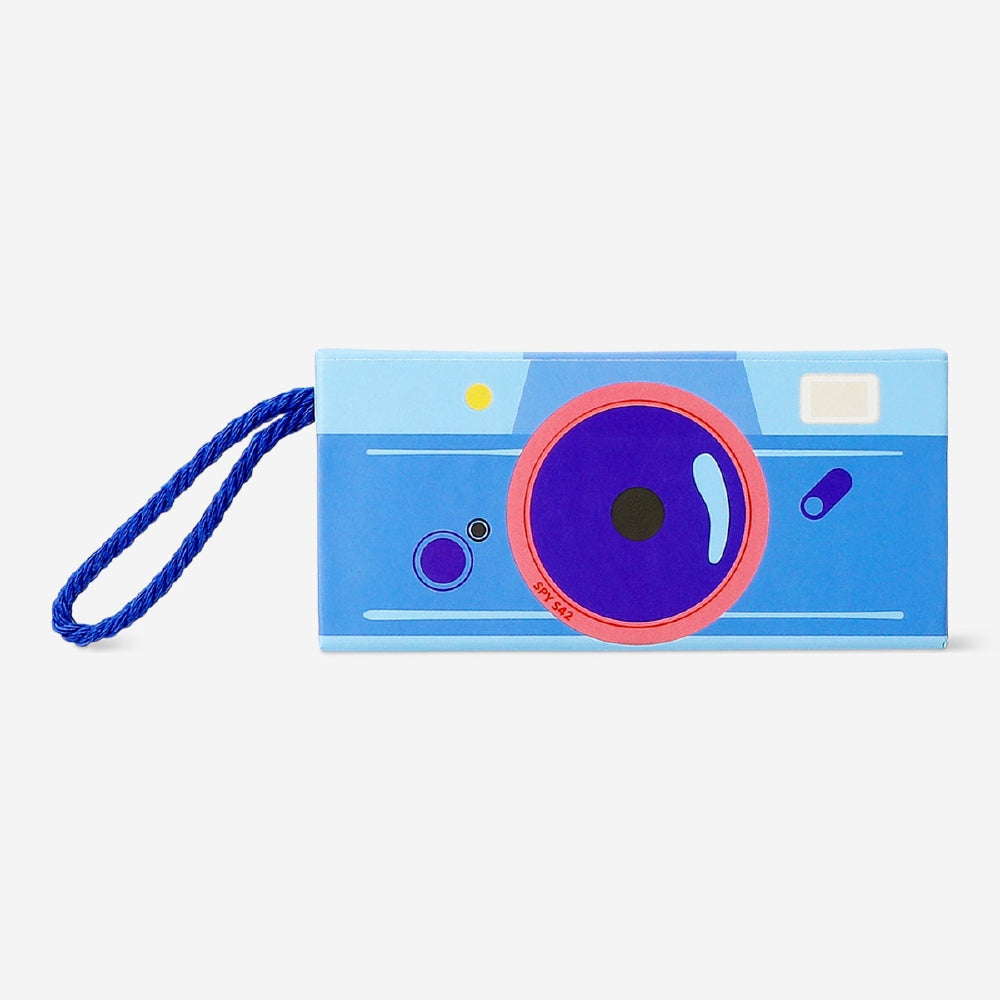 Toy cardboard spy camera with realistic design, made by Flying Tiger Copenhagen, featuring a compact and playful appearance.