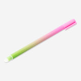 Flying Tiger Copenhagen erasable gel ink pen with pink and green gradient design, ideal for office use