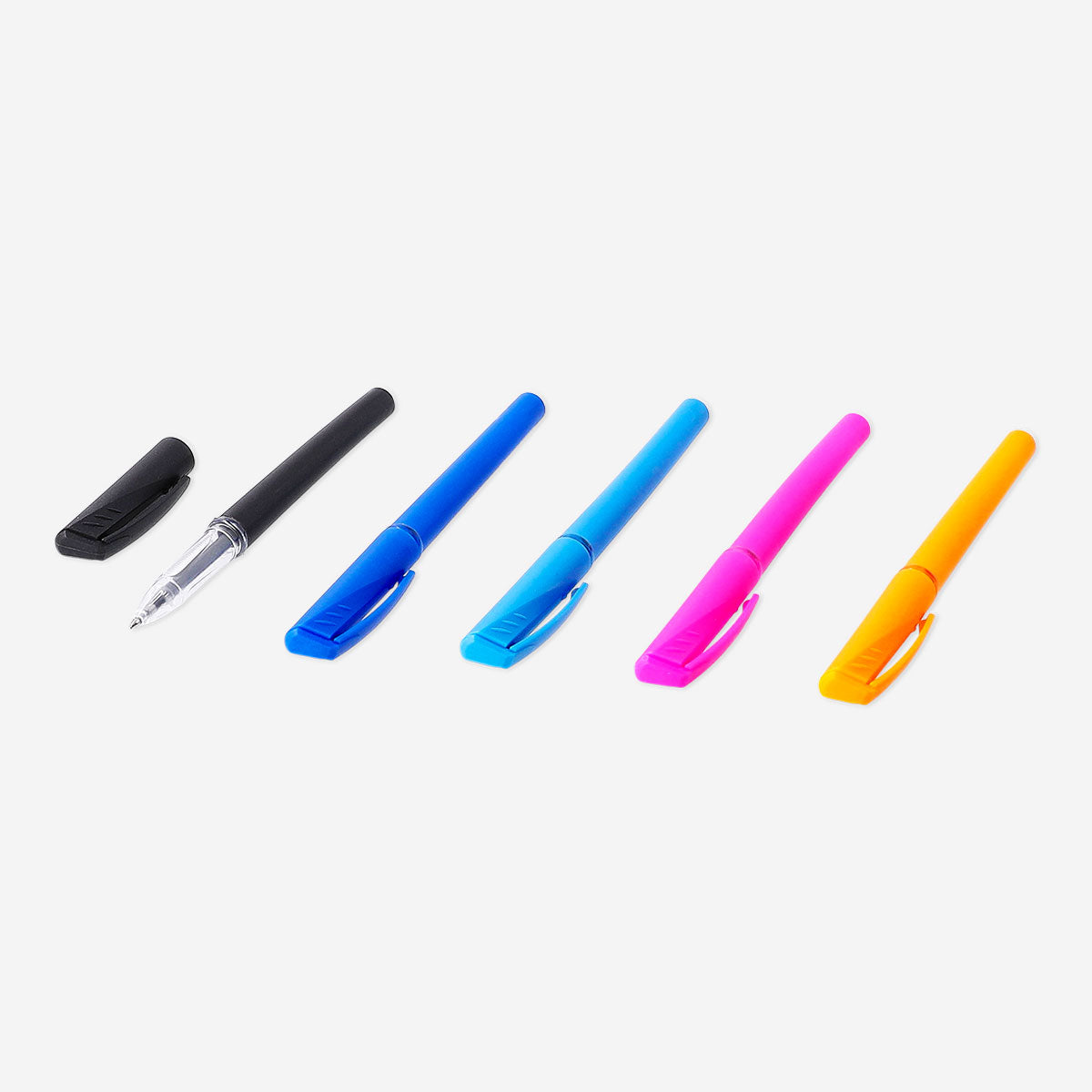 Set of 12 Flying Tiger Copenhagen gel ink pens with refills, ideal for office use, featuring colorful ink and smooth writing.