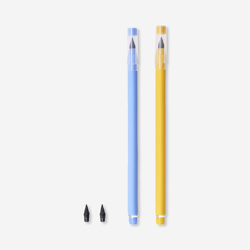 Set of two Flying Tiger Copenhagen Everlasting pencils with alloy tips, ideal for office use and writing tasks.