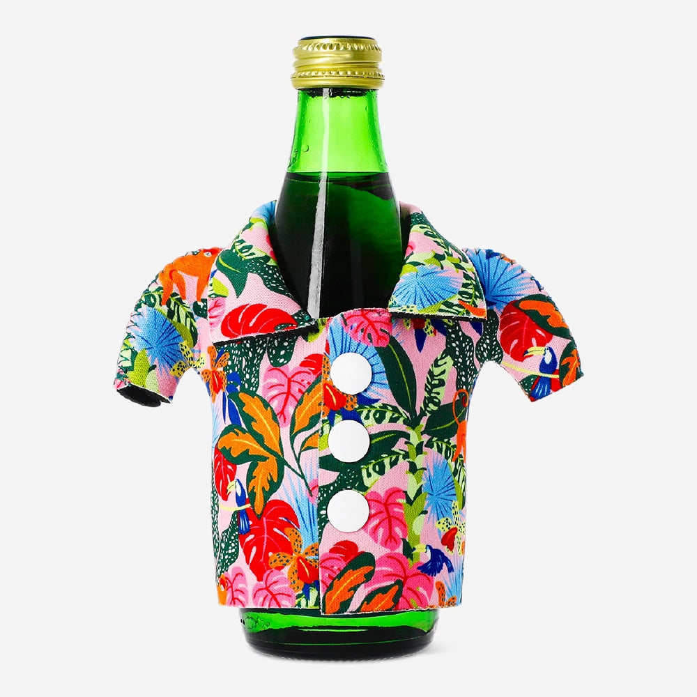 Flying Tiger Copenhagen thermal bag for cups with tropical print, insulated home accessory for carrying beverages.