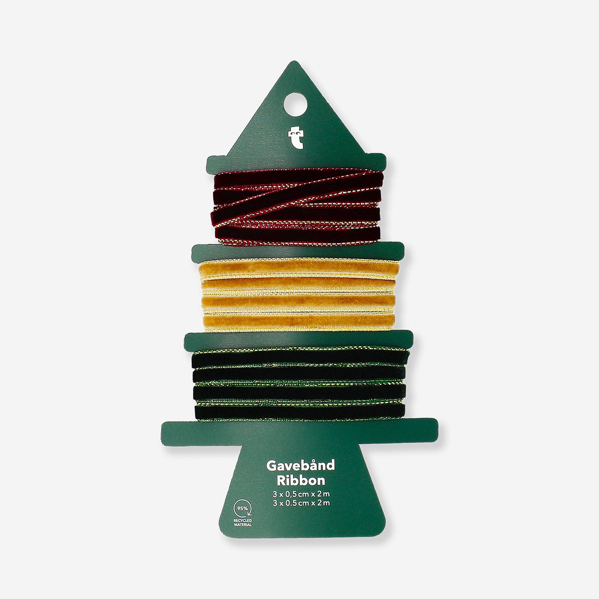 Set of three Velvet ribbons with gold trim for office decor or crafts, by Flying Tiger Copenhagen.