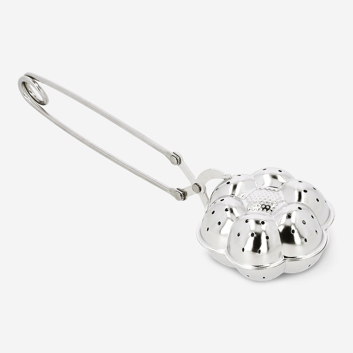 Flying Tiger Copenhagen flower tea infuser for kitchen use, with a decorative floral design and stainless steel mesh for brewing tea.