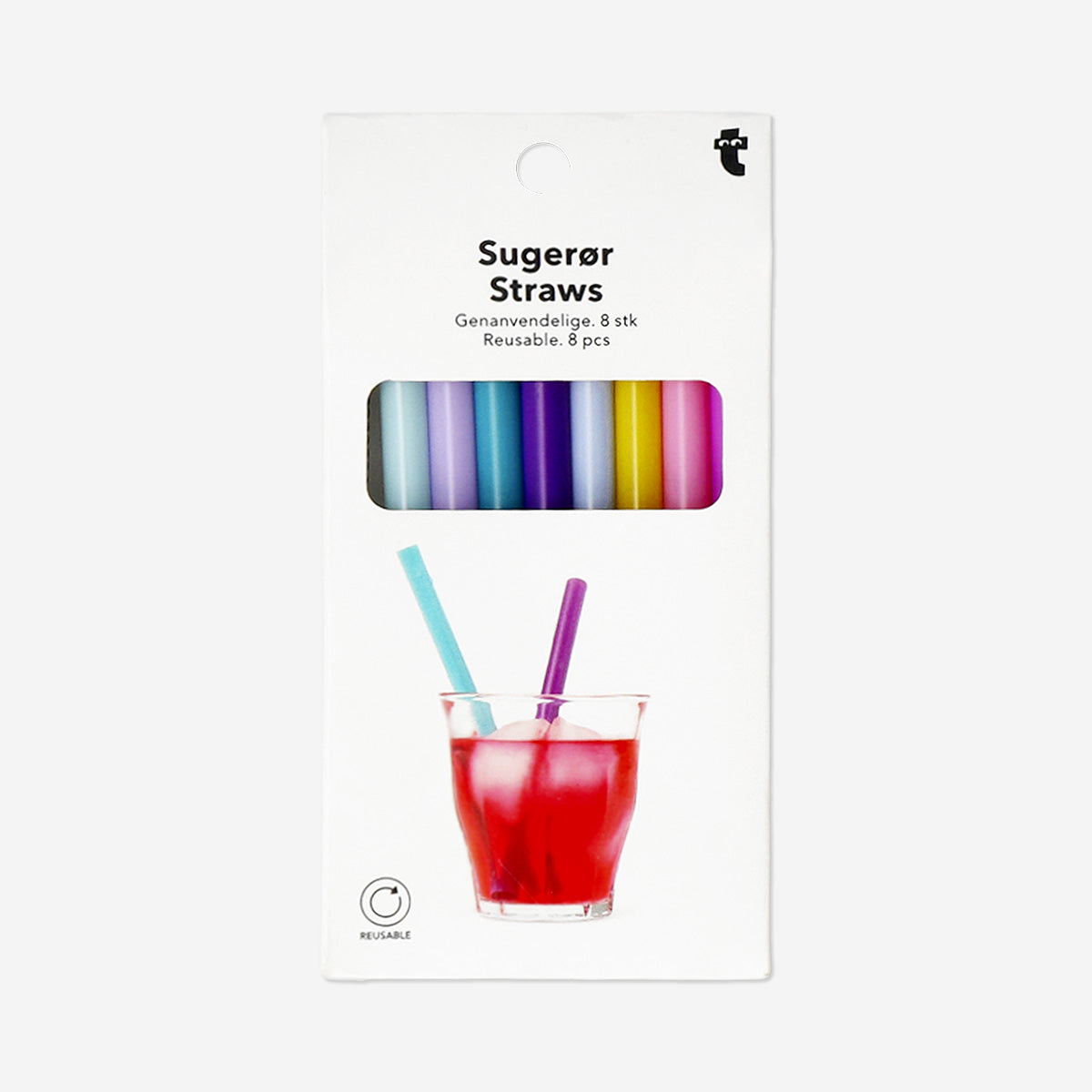 Set of 8 reusable cocktail straws from Flying Tiger Copenhagen, colorful party straws for drinks and celebrations.