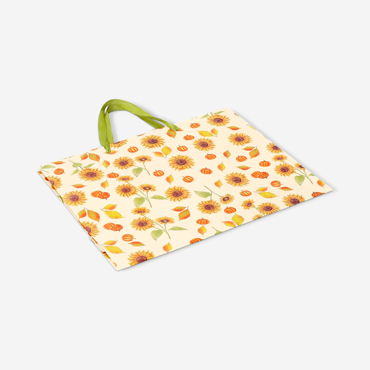 Office gift bag with sunflower pattern, 33x25 cm, from Flying Tiger Copenhagen, featuring bright sunflower illustrations on durable paper