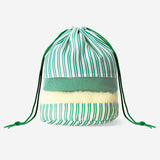 Three Flying Tiger Copenhagen drawstring organiser bags in vibrant leisure style, shown in various colors.