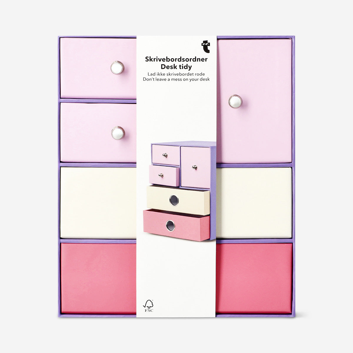 Purple desk tidy with drawers